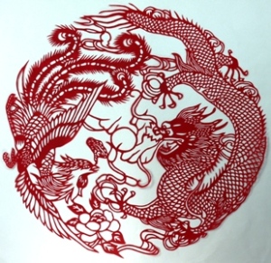 中国切り絵・塗り絵 ＞ 切り絵 （金魚・鯉・龍） ＞ 切り絵・龍 【中国