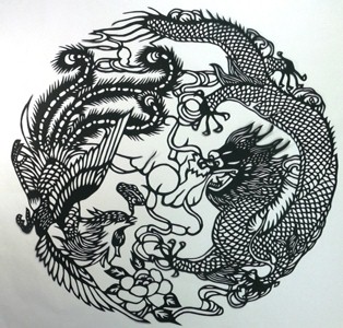 中国切り絵・塗り絵 ＞ 切り絵 （金魚・鯉・龍） ＞ 切り絵・龍 【中国