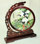 両面刺繍（鶴松図）　仙鶴千年　中国刺繍工芸品　置物　中国雑貨　